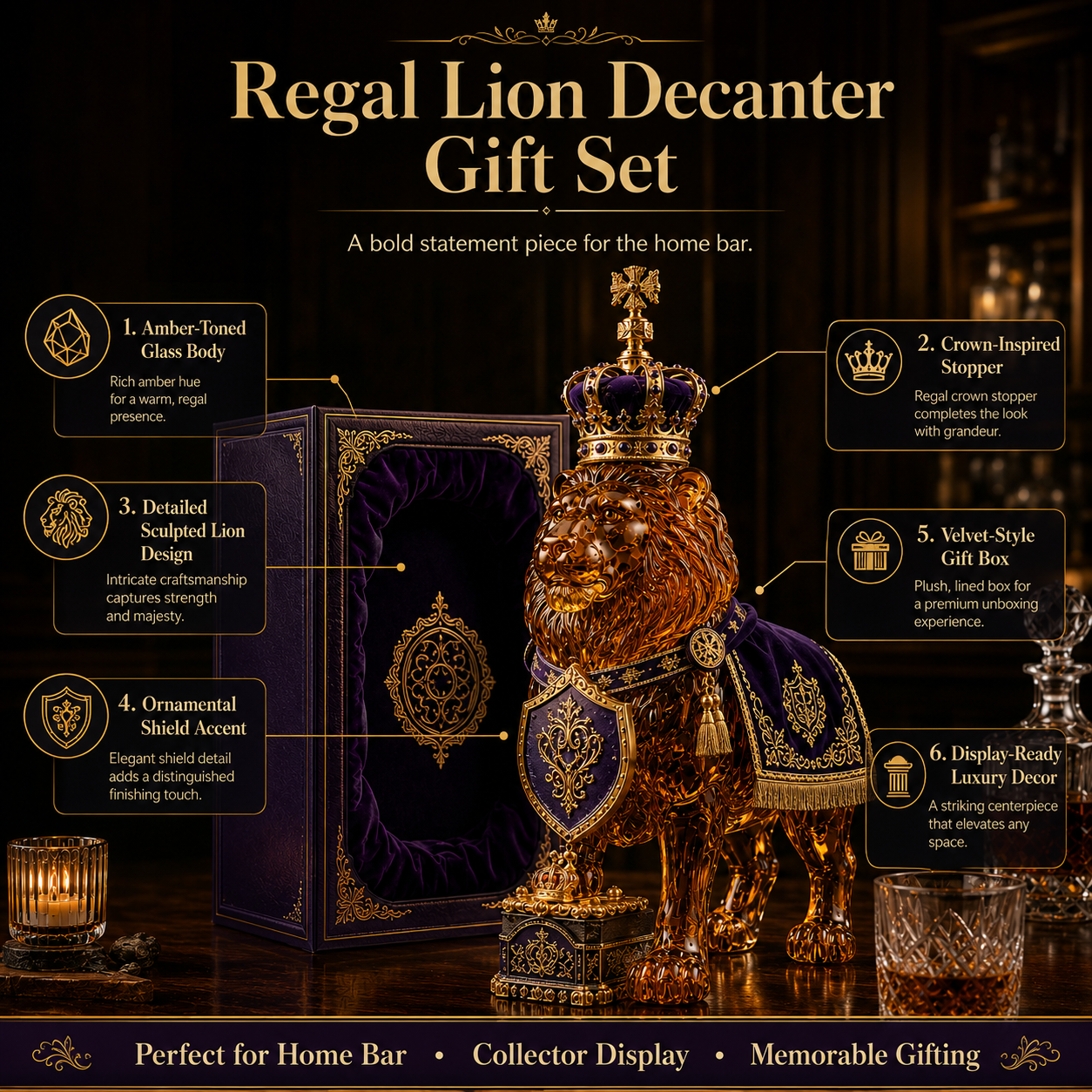 đCrown 87th Anniversary Royal Lion Whiskey Bottle