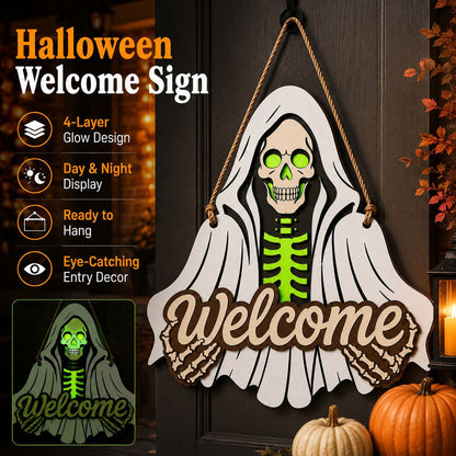Glow-In-The-Dark Halloween Welcome Sign