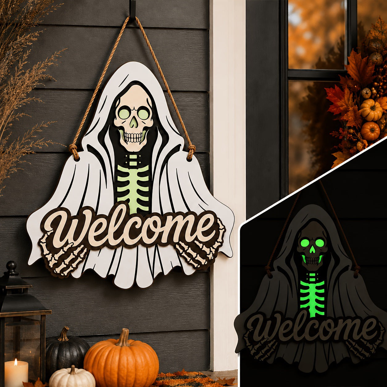 Glow-In-The-Dark Halloween Welcome Sign