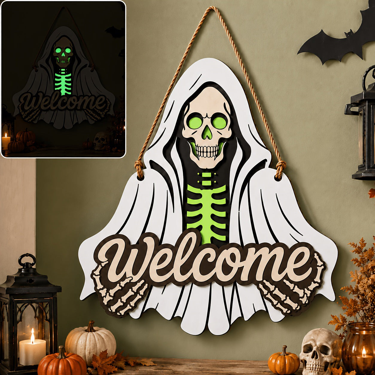 Glow-In-The-Dark Halloween Welcome Sign