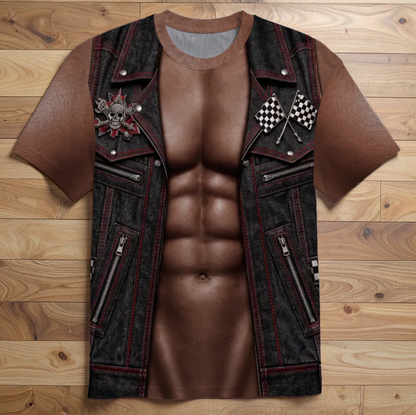 Custom Funny T-shirt - Realistic 3D faux muscle jacket design