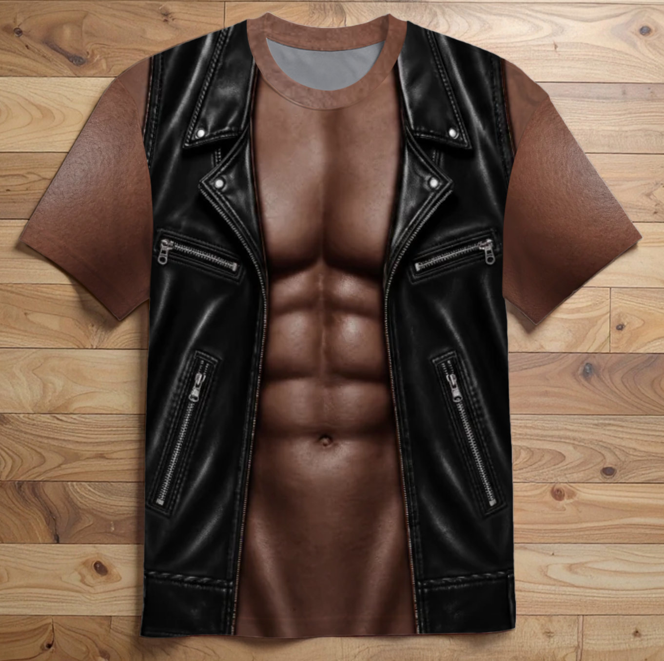 Custom Funny T-shirt - Realistic 3D faux muscle jacket design