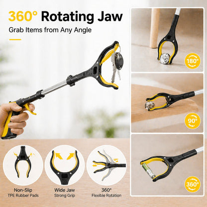 ⭐⭐⭐⭐⭐43" Extra Long Grabber Reacher Tool – Heavy Duty with 360° Rotating Jaw & Magnets