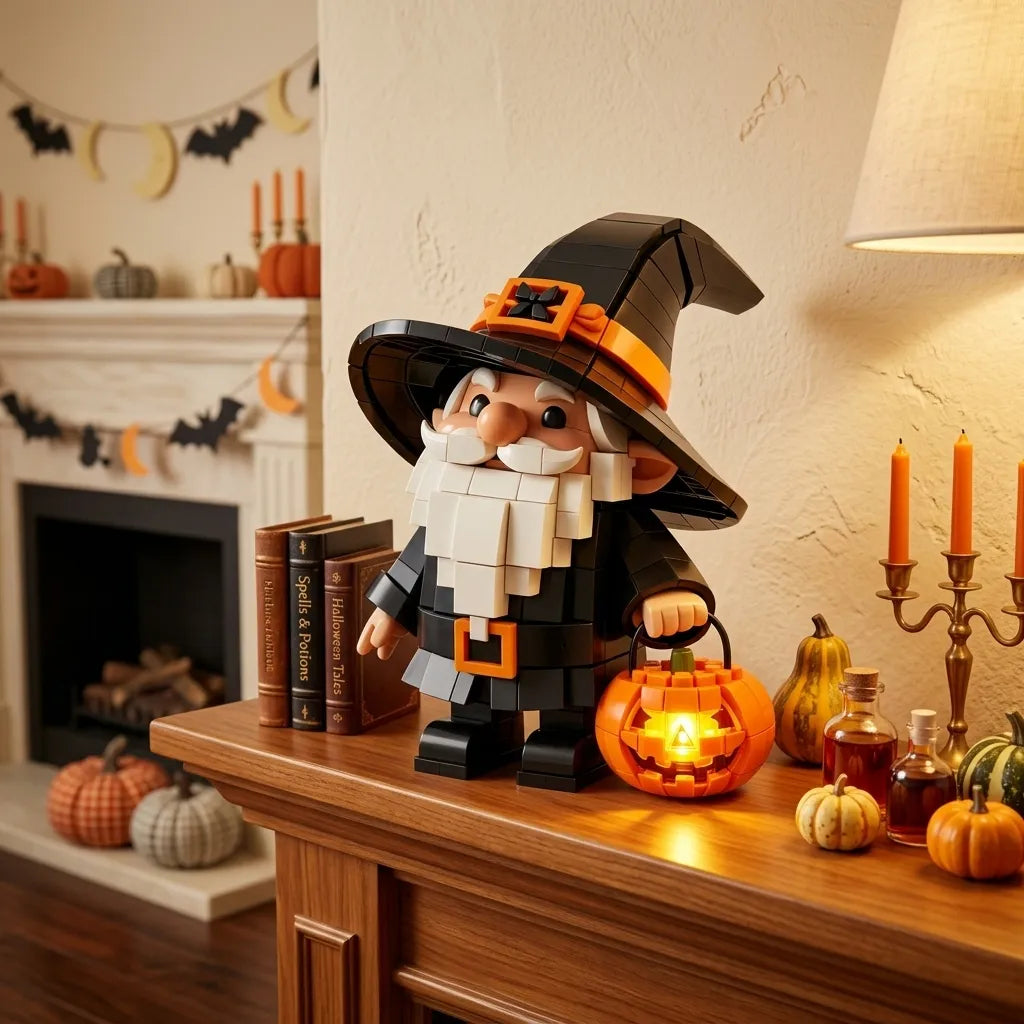 🎃Wizard Gnome & Jack-o'-Lantern Building Set
