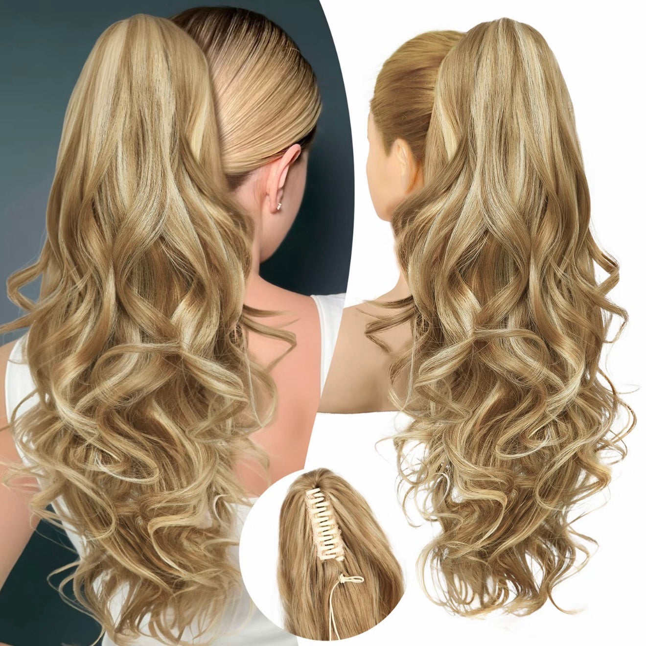 💜Limited-time offer: 50% discount💜Clip-on hair extensions for wavy ponytails