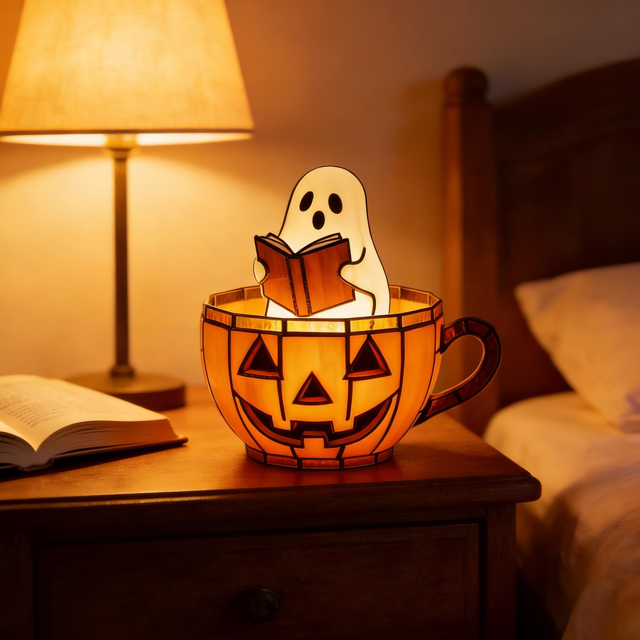 🎃 Pumpkin Mug Ghost Lamp - B