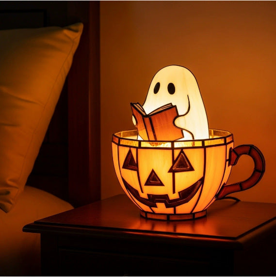 🎃 Pumpkin Mug Ghost Lamp - A