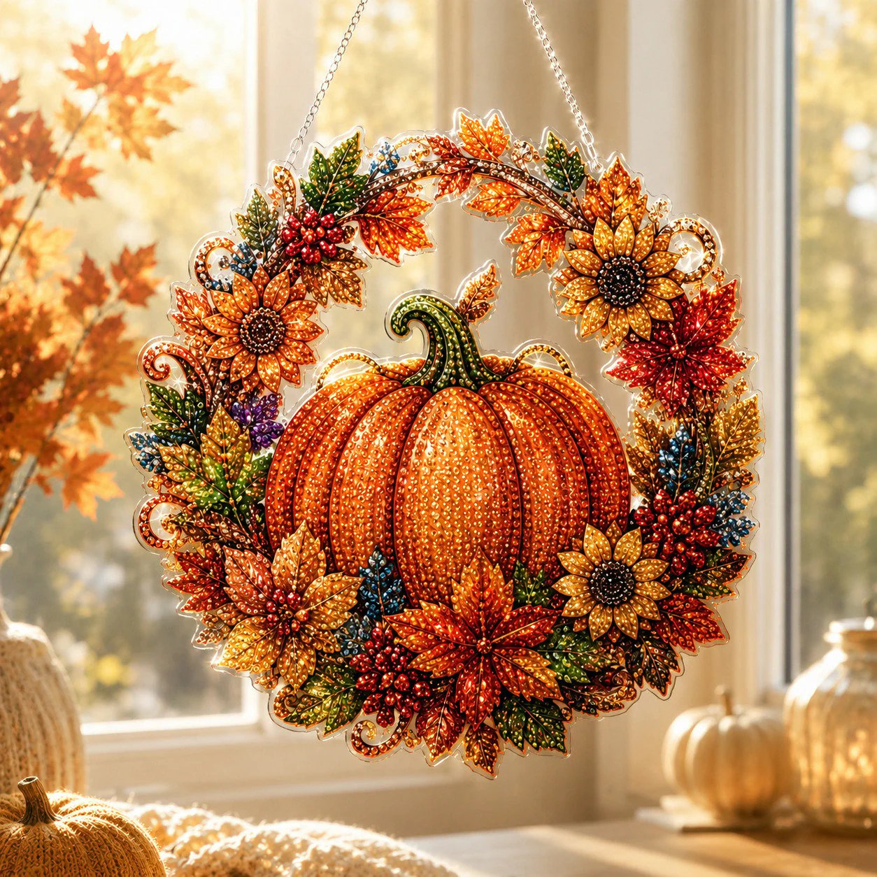 🐈🎃Halloween Moon Diamond Art Hanging Ornament – DIY Sparkling Décor Kit