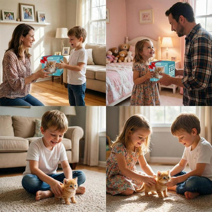 Interactive Robot Cat – Realistic Plush Pet That Walks, Barks & Wags Its Tail 🐱