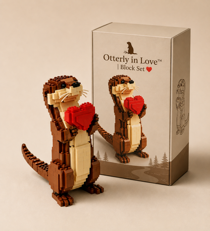 Kawaii Otter Holding Heart Building Blocks