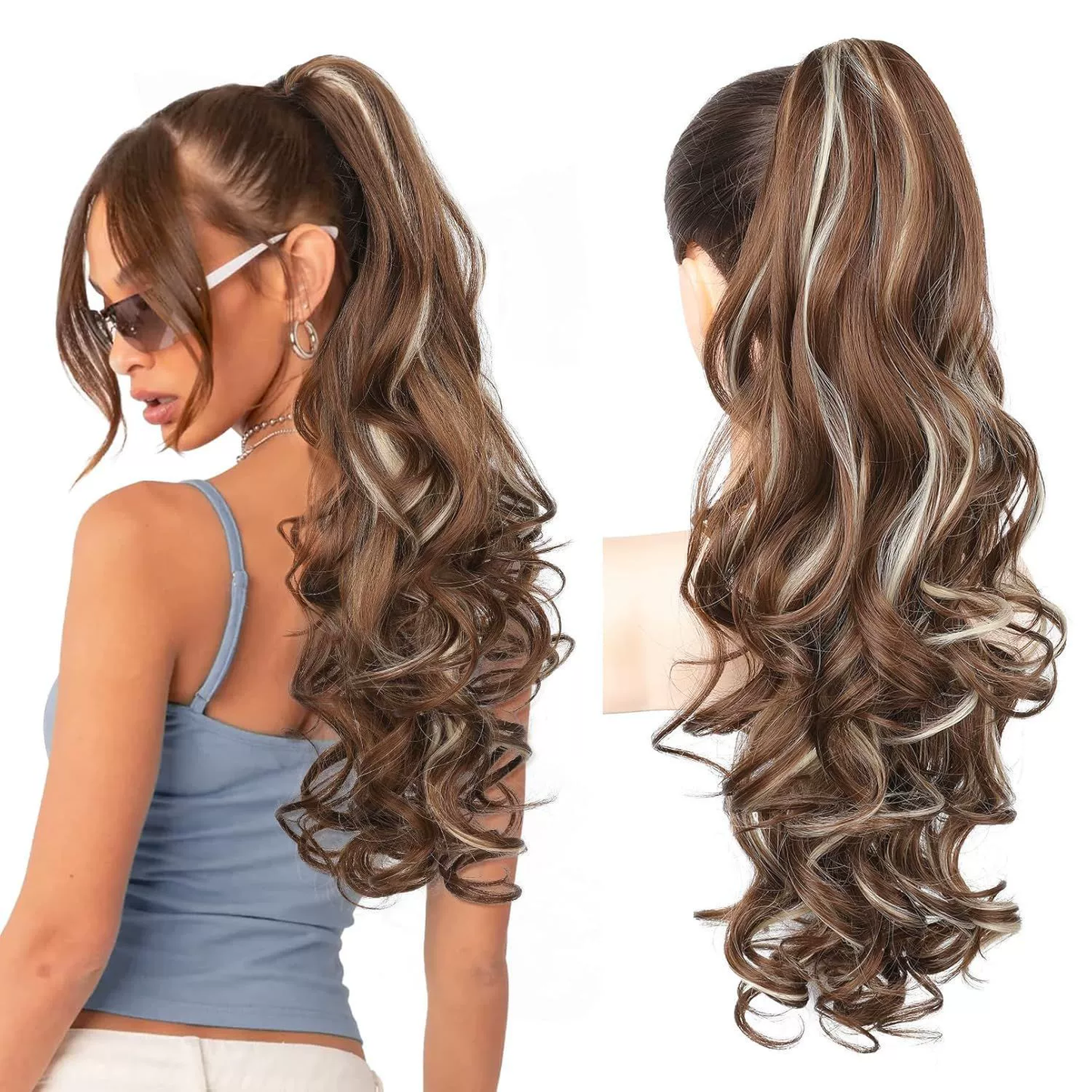 💜Limited-time offer: 50% discount💜Clip-on hair extensions for wavy ponytails