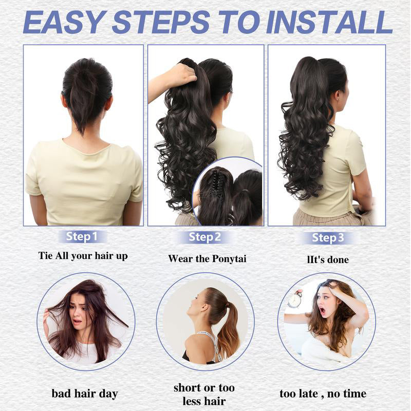 💜Limited-time offer: 50% discount💜Clip-on hair extensions for wavy ponytails