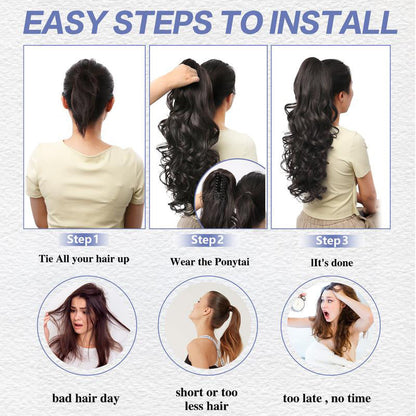 💜Limited-time offer: 50% discount💜Clip-on hair extensions for wavy ponytails