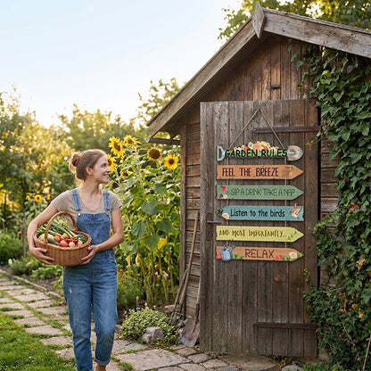 ⏳Time-Limited Special⏰Rustic Wooden Garden Hanging Sign Wall Decor Plaque🏡🪧